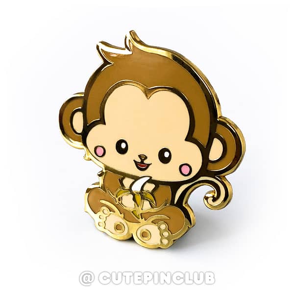 Chinese Zodiac Baby Monkey Hard Enamel Pin From CutePinClub