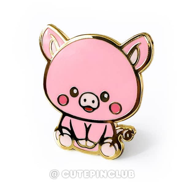 Chinese Zodiac Baby Pig Hard Enamel Pin From CutePinClub