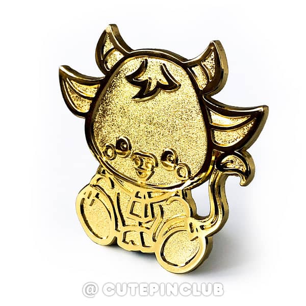 Chinese Zodiac Baby Golden Ox Hard Enamel Pin From CutePinClub