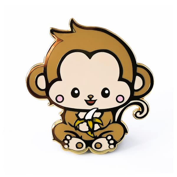 Chinese Zodiac Baby Monkey Hard Enamel Pin From CutePinClub